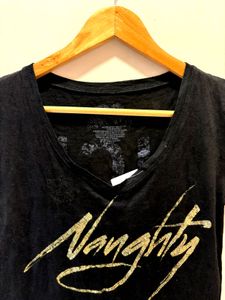 Black Graphic V-Neck T-Shirt