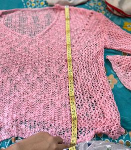 Pinterest Oversized Crochet Pink Pullover B