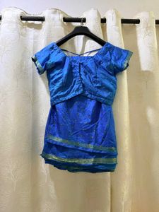 Blue Bandhani/Bandhej Saree With Stiched Blouse