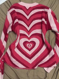 Heart Pattern Knit Sweater