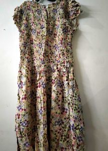 Floral Print Mini Dress with Ruffle Sleeves
