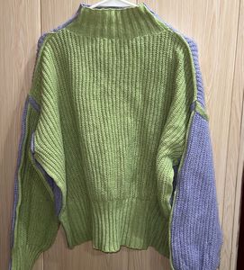 Two-Tone Korean Knit Pullover