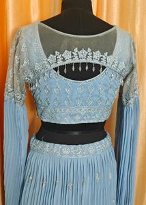 Indowestern  Blue Lehenga Choli Set