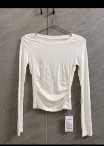 Savana NEW with tag White Ruched Long Sleeve Top