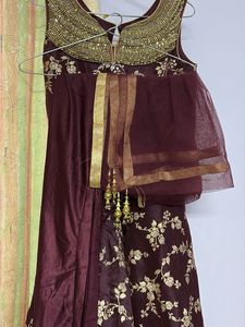 Designer Embellished Maroon Brocadeanarkali suit w