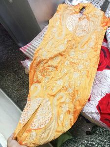 Elegant Orange Embroidered Kurta Set