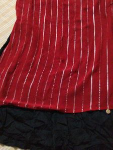 Elegant Red Kurta with black border size m