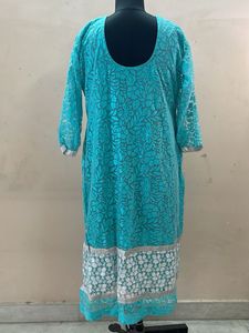 Turquoise Embroidered Kurta