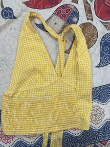 Cute Yellow Gingham Crop Top