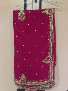 Stunning Embellished Magenta Saree