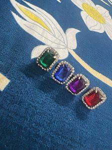 Sparkling Gemstone Statement Rings Set