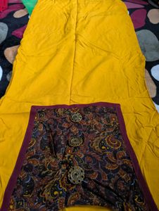 Vibrant Yellow Kurti with Maroon Accents