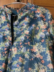 Pure Silk Floral Print Kurta