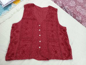 Boho Embroidered Sleeveless Kurta Vest