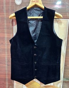 Men's Black Velvet Waistcoat