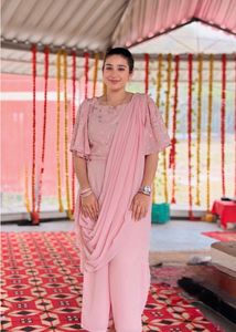Designer Pink Palazzo Saree Set