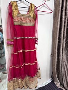 Stunning Pink & Gold Ethnic Gown