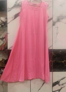 Libas- Pink Sleeveless Long Kurta (Size-L)