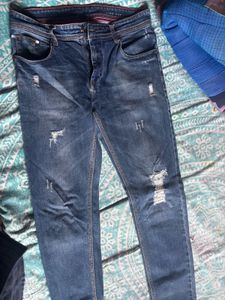 Men's Ripped Blue Denim Jeans