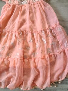 Peach Tiered Ethnic Gown