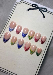bandhani frech tip nails