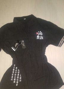 Black Embroidered Short Sleeve Top