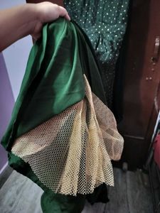 Elegant Green Ethnic Gown with golden work ✨