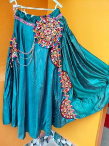 Embroidered Teal Ethnic Skirt