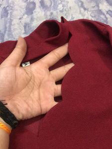 Maroon Designed Neck Fancy Top