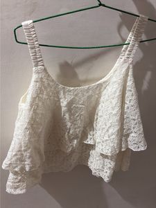 White Lace Ruffle Crop Top🤍