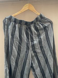 Blue Striped Wide Leg Pants
