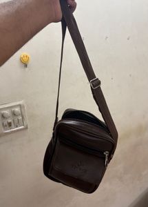 Brown Faux Leather Crossbody Bag