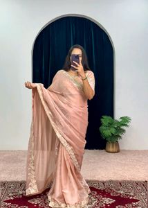 Real Mirror Work Jimmy Saree with Dori