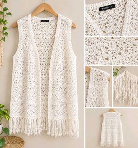 zudio off - white crochet knit open - front shrug