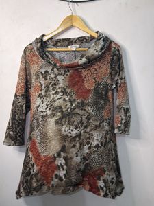Stylish Cowl Neck Print Tunic