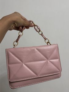 Chic Pink Quilted Shoulder Bag with Chain