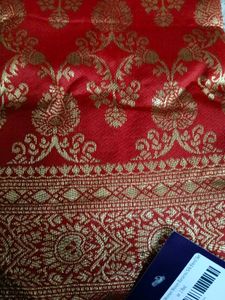 Vibrant Red Saree with Goldwork