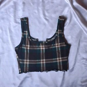 Green Plaid Crop Top