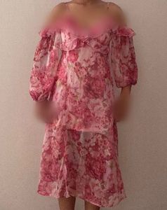 Floral Ruffle Shoulder Dress