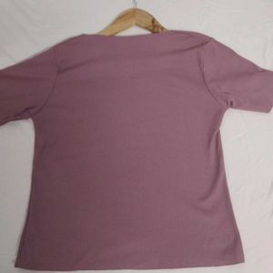 Basic Mauve Square Neck T-Shirt