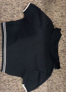 black Cropped Sweater Top
