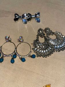 Chic Hoop &amp; Jhumka Earring combo of 3