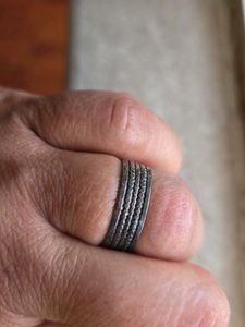 Pure Silver Etched Women Band Ring