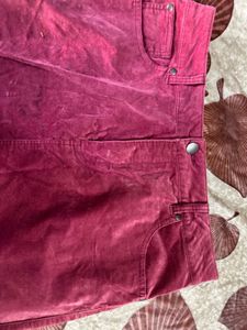 Burgundy Corduroy Mini Skirt