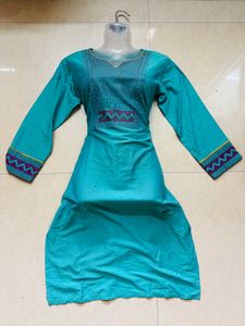 Turquoise Embroidered Kurta