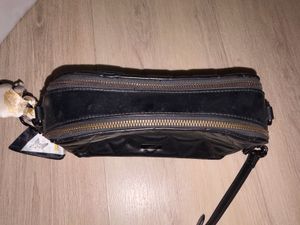 Chic Quilted Black Crossbody Bag with Scarf Accent