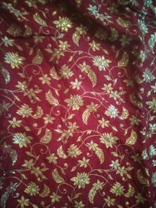 Maroon Embroidered pure silk Kurta Set