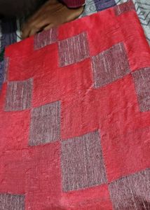 Elegant Red &amp; Grey Checkered Saree