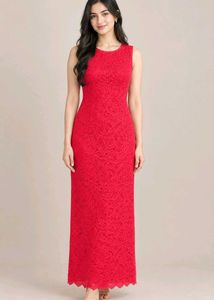 Elegant Red Lace Maxi Dress