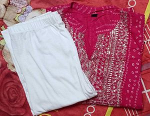 Vibrant Pink Bandhani Kurti